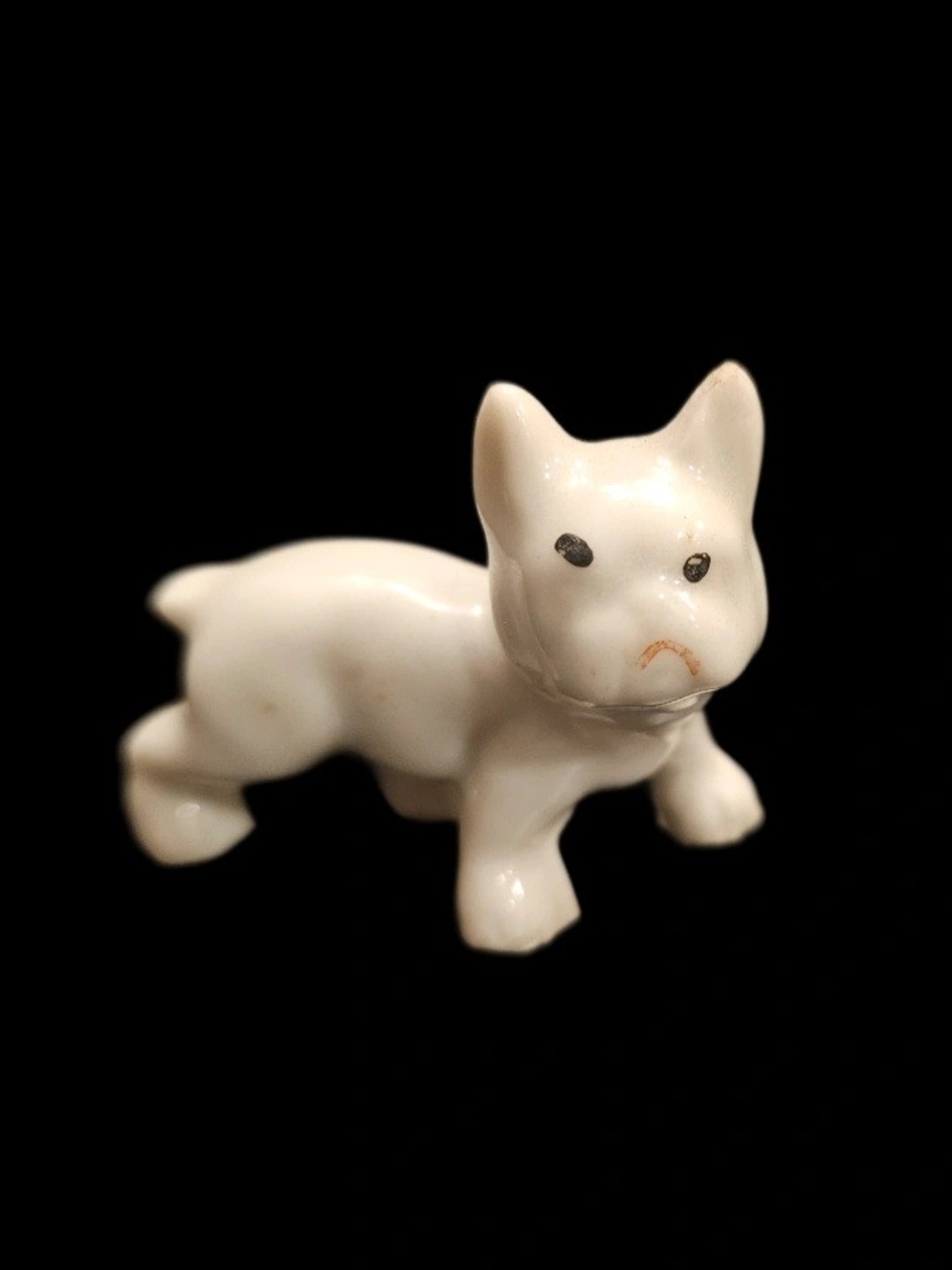 Vintage White dog Figurine Stamped Japan Bone China Mini Dog